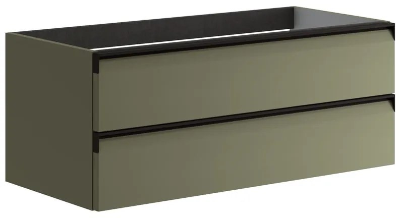 Mobile da bagno sospeso sotto lavabo L 99.5 x H 40 x P 45.5 cm verde salvia laccato opaco, 2 cassetti VISOBATH Fusion