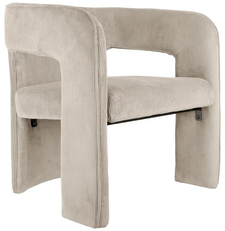 Poltrona in velluto a coste beige Vigor - Leitmotiv