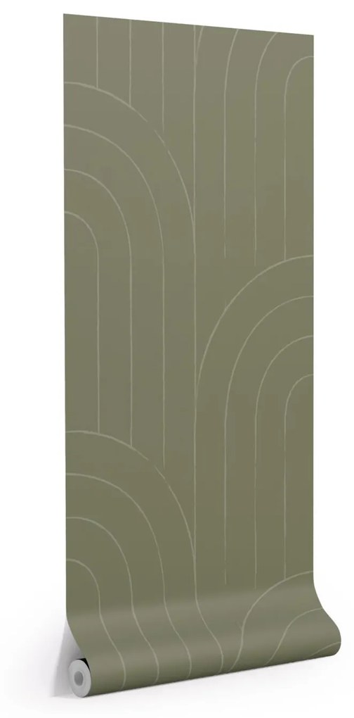 Kave Home - Carta da parati Arcadia con archi verde 10 x 0,53 m FSC MIX Credit