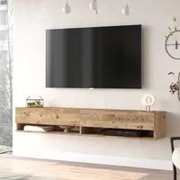 Consolle da Parete 'Laitila' con 2 Ante e Scomparti Mobile Pensile Porta TV 180 cm - Rovere Rustico [en.casa]