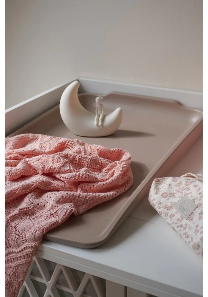 Coperta per bambini rosa polveroso in cotone organico lavorata a maglia 80x100 cm Sorbet – Cam Cam Copenhagen