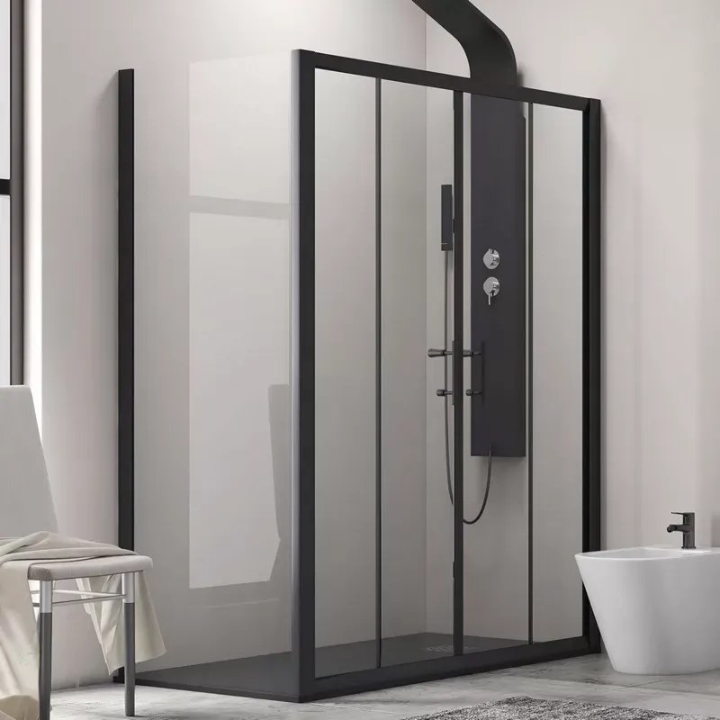 Box doccia 170x90 apertura doppio scorrevole telaio nero KFN6000S - KAMALU