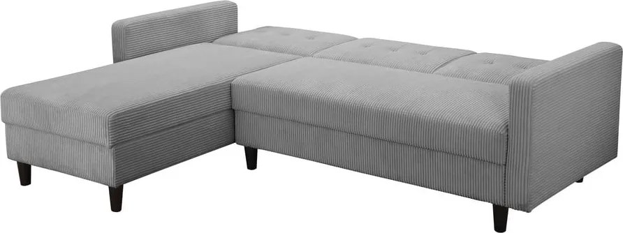 Divano letto angolare in velluto a coste grigio chiaro Hartford - Støraa