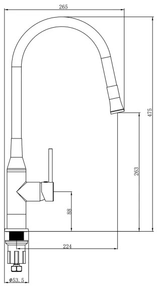 Sapho - Rubinetto per lavello con braccio flessible SILI nero/ottone