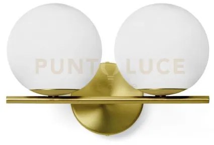 Jugen applique da parete 2 luci oro spazzolato attacco e27 sfera bi...