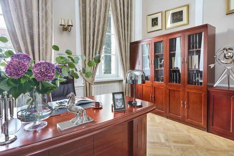 Libreria da ufficio in legno di noce con tre Stile Classico PRESTIGE C730A-Arrediorg.it