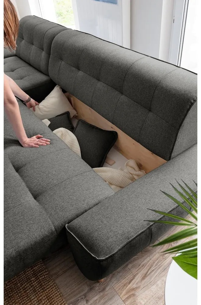 Divano letto grigio scuro ad angolo variabile Dazzling Daisy - Miuform