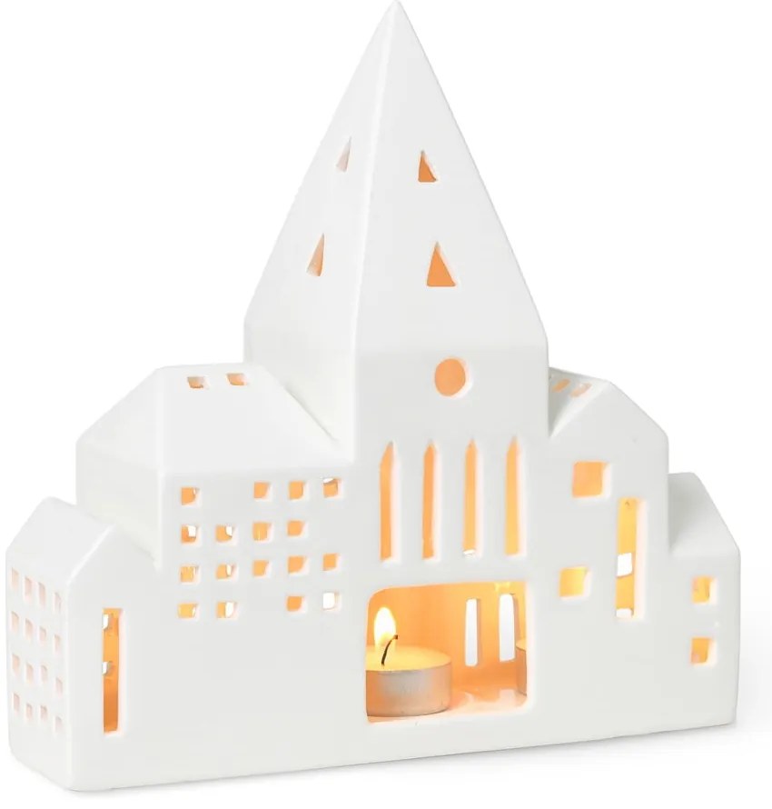 Portacandele in ceramica per tea light Urbania Lighthouse City - Kähler Design