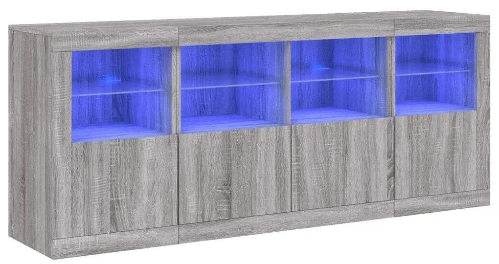 Credenza con luci led grigio sonoma 163x37x67 cm