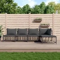 Set Divani da Giardino 5 pz con Cuscini Antracite in Polyrattan 3186735