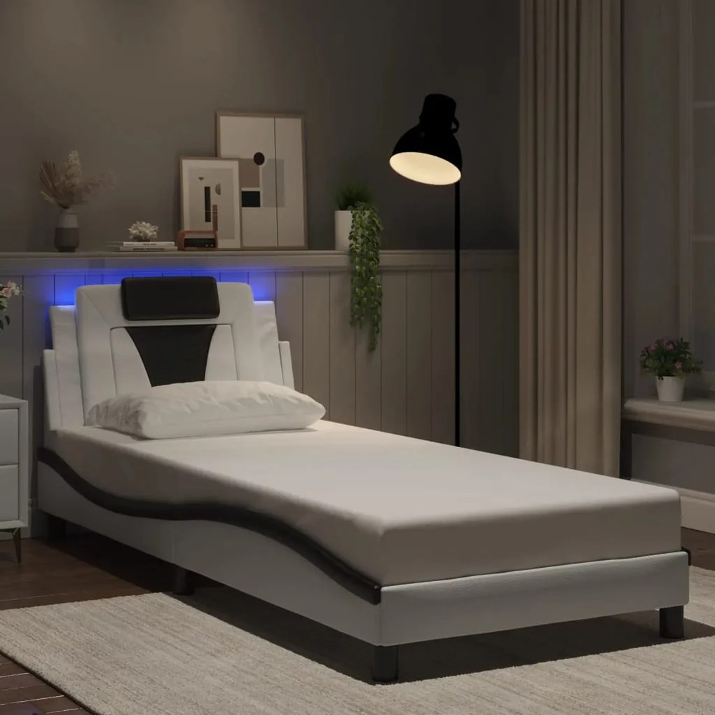 Giroletto Con Luci Led Bianco E Nero 90x190 Cm İn Similpelle /