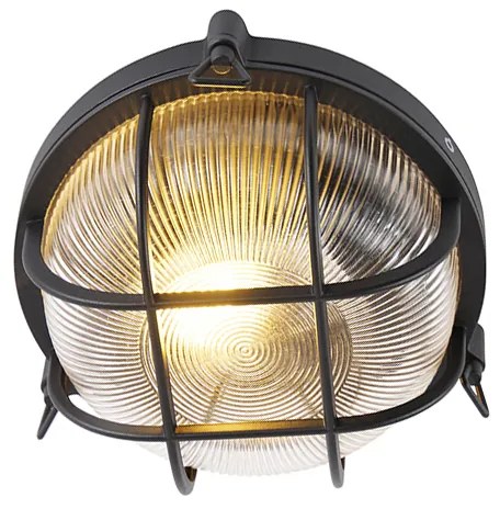 Lampada da parete rotonda industriale nera IP44 - Noutica