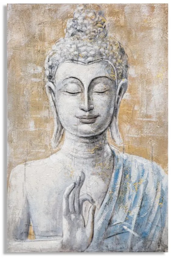 Raffinato Dipinto su Tela con Volto di Buddha - cm 80x3x120