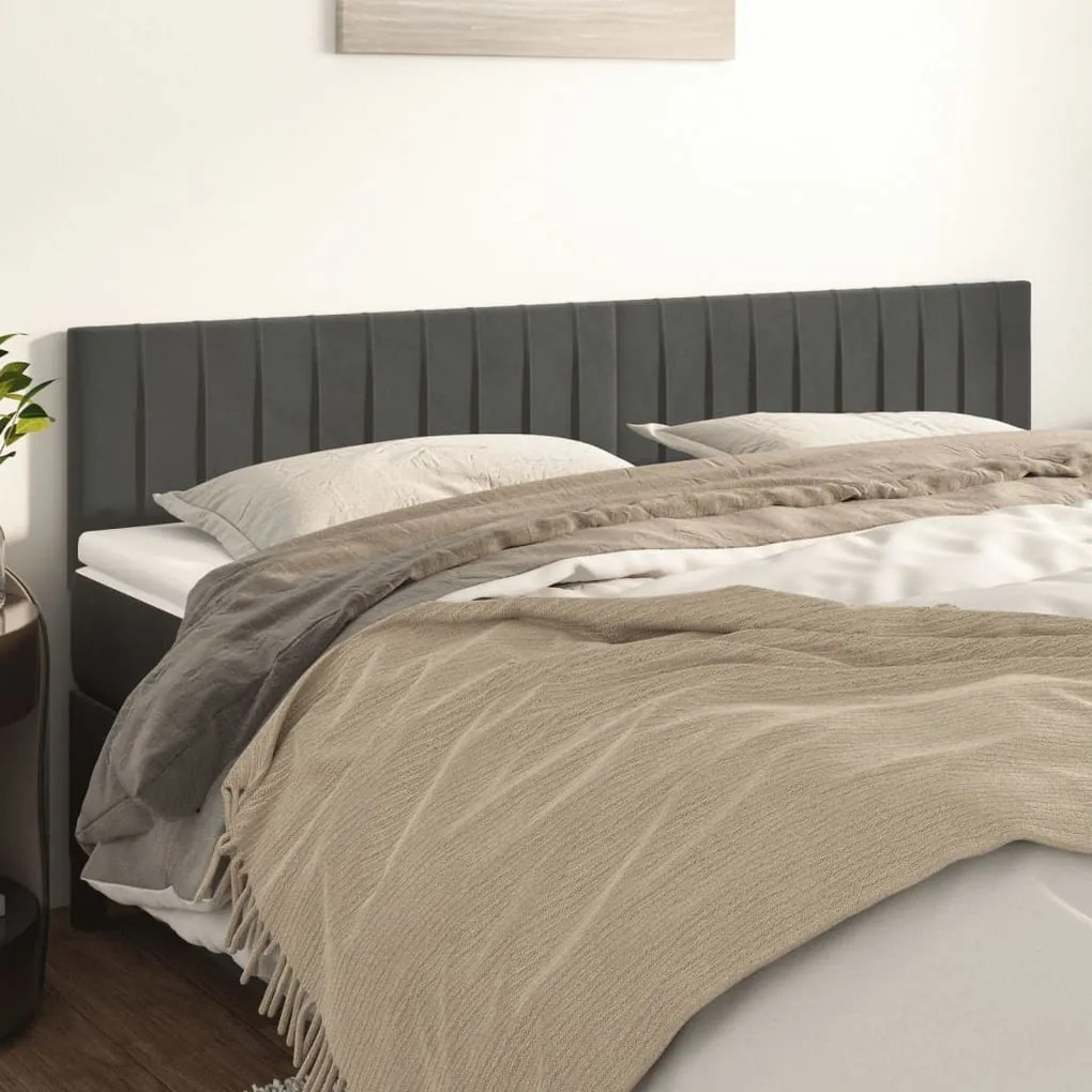 Testiera 2 Pz Grigio Scuro 90x5x78/88 Cm İn Velluto /