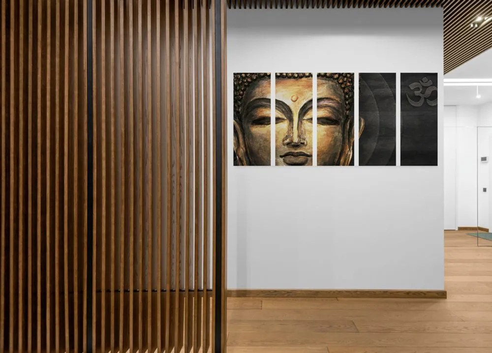 Quadri 5 pezzi – Volto di Buddha