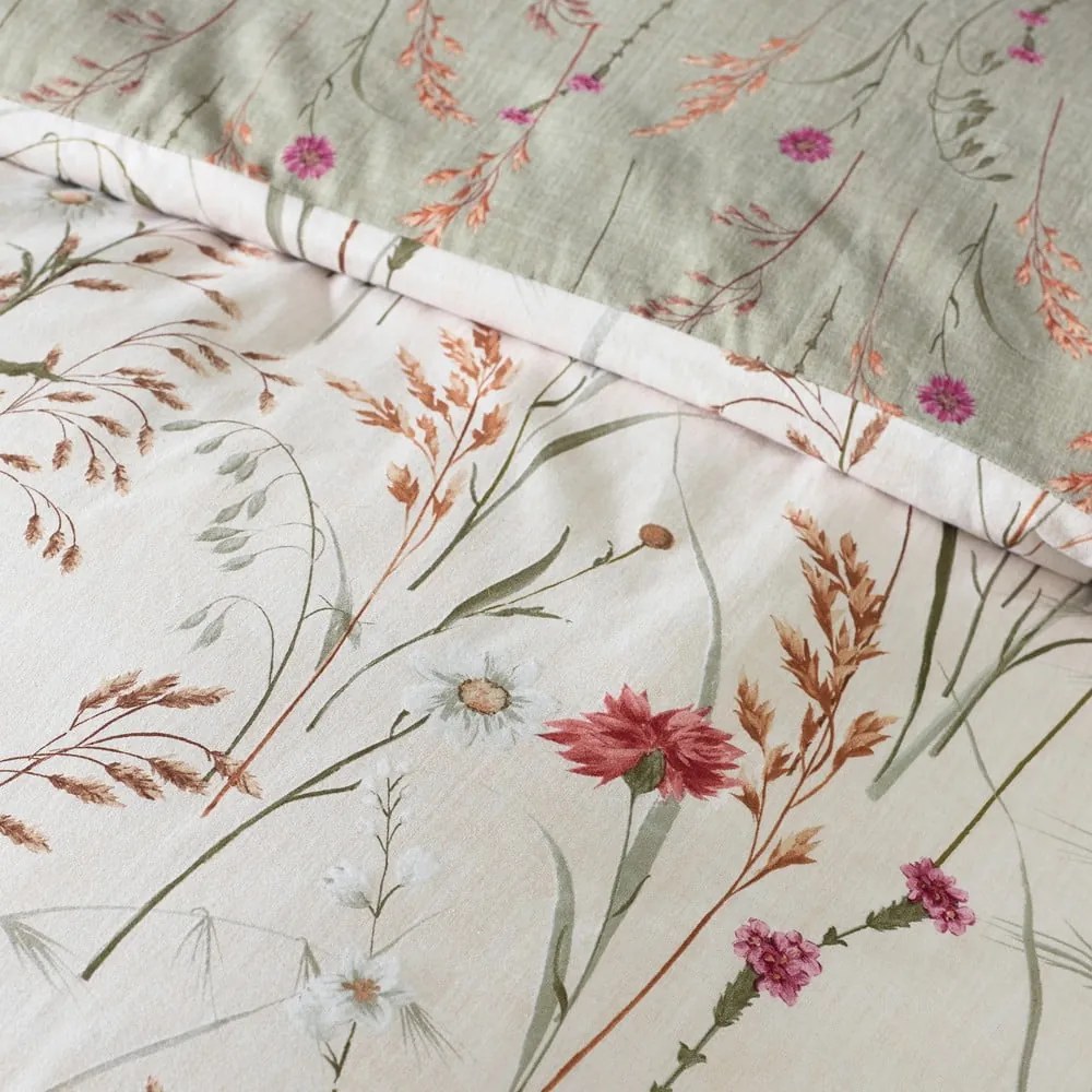Set copripiumino e federa verde e marrone in flanella per letto matrimoniale e per letto esteso 230x220 cm Grasmere Floral – Catherine Lansfield