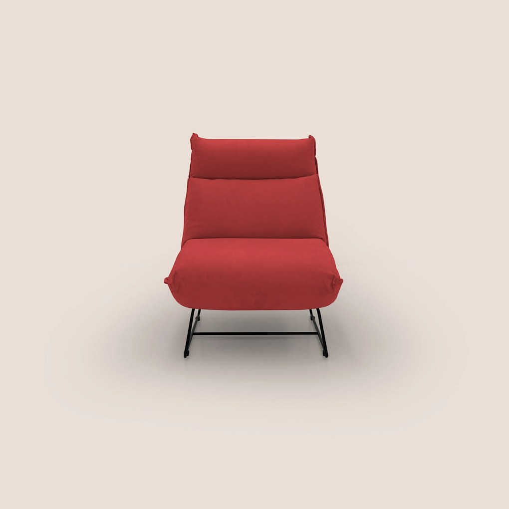 Tessa Poltroncina dal design moderno in morbida microfibra smacchiabile T11 rosso