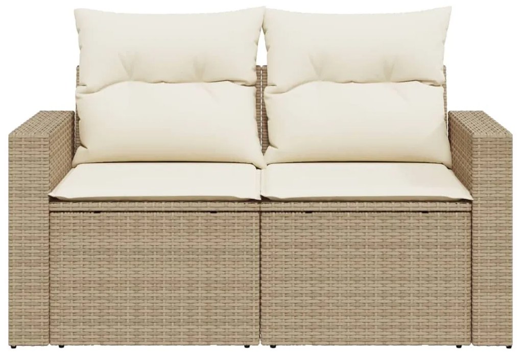 Divano da giardino con cuscini a 2 posti beige in polyrattan