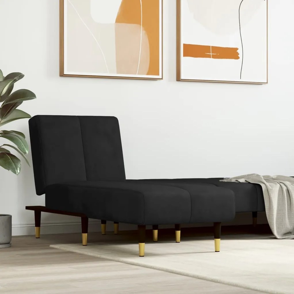 Chaise longue in velluto nero