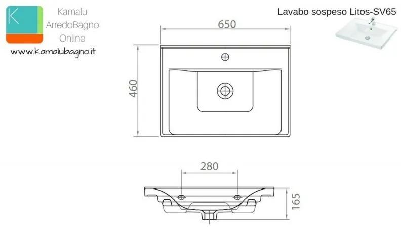Kamalu - mobile bagno a terra 65cm con lavabo integrato sv-65t