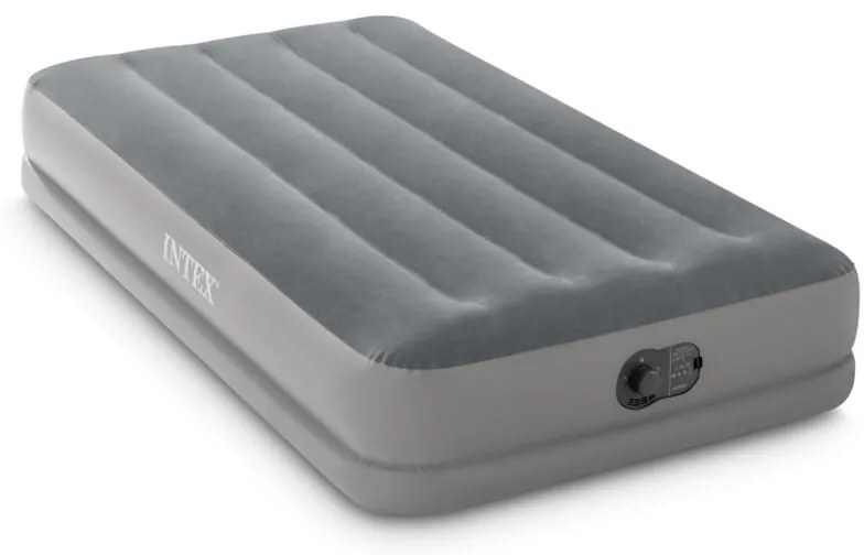 64112 - Materasso Gonfiabile Prestige Mid-Rise Singolo, con Pompa usb incorporata, pvc, Grigio, 99x191x30 cm - Intex