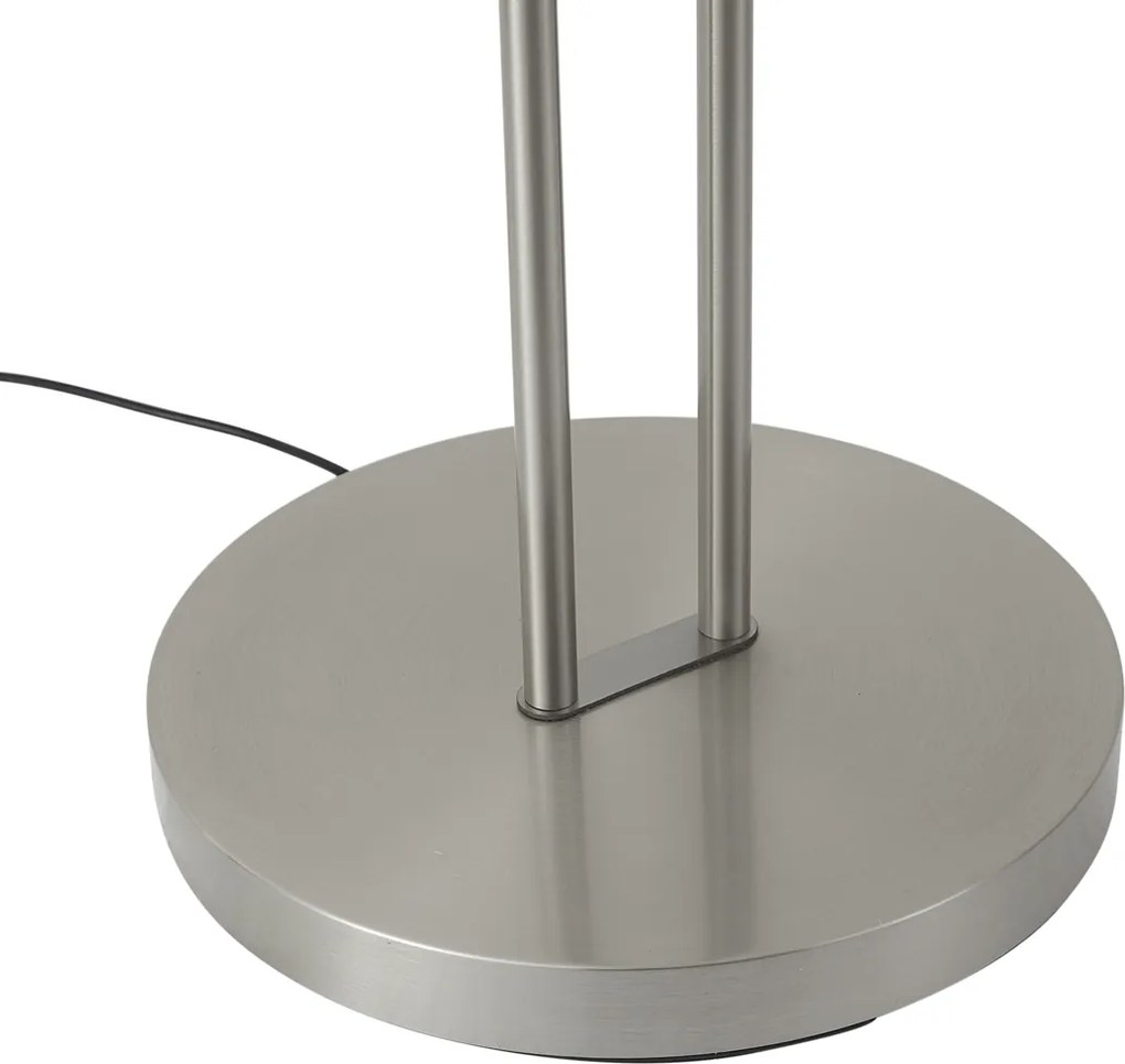 Lampada da terra moderna in acciaio con braccio di lettura con LED e dimmer - Divo