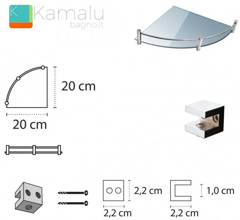 Kamalu - mensola bagno in vetro trasparente 20cm vitro-30
