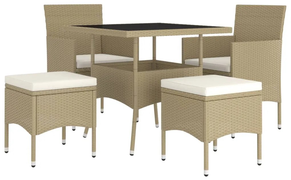 Set da pranzo per giardino 5 pz in polyrattan beige