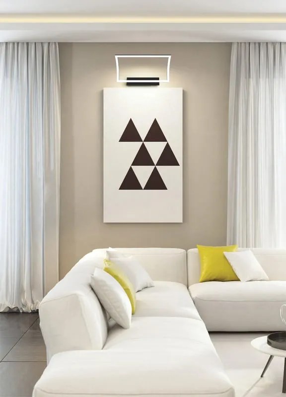 Applique LED design Opera nero, dimmerabile NOVECENTO bianco naturale