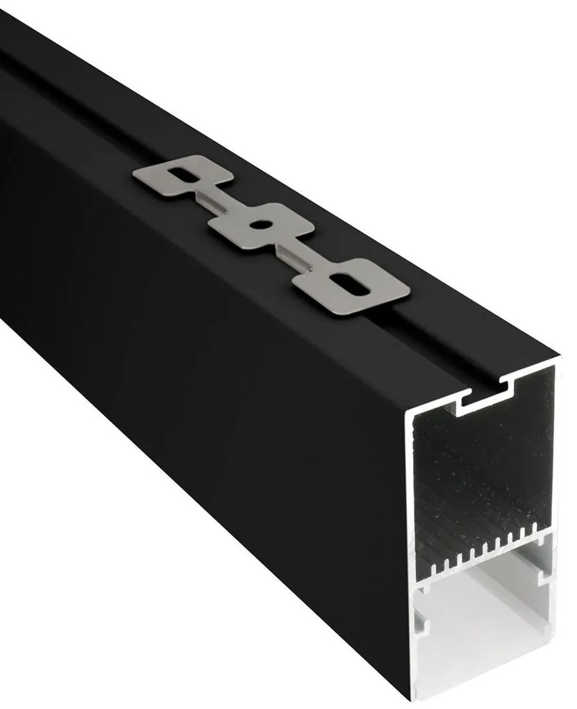 Plafoniera Lineare Nera da soffitto in Alluminio per Striscia LED 1 e 2 metri Variante Lunghezza 2 Metri