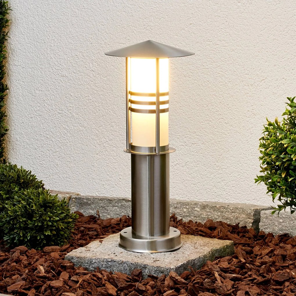 Lampioncino Erina, acciaio inox, 40 cm Erina Lindby, Alluminio / Grigio / Zincato, Acciaio Inox, Moderno, Lampada da esterni