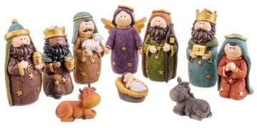 Decorazione Natalizia Natività/Presepe Multicolore Poliresina 12,5 cm (10 Pezzi)