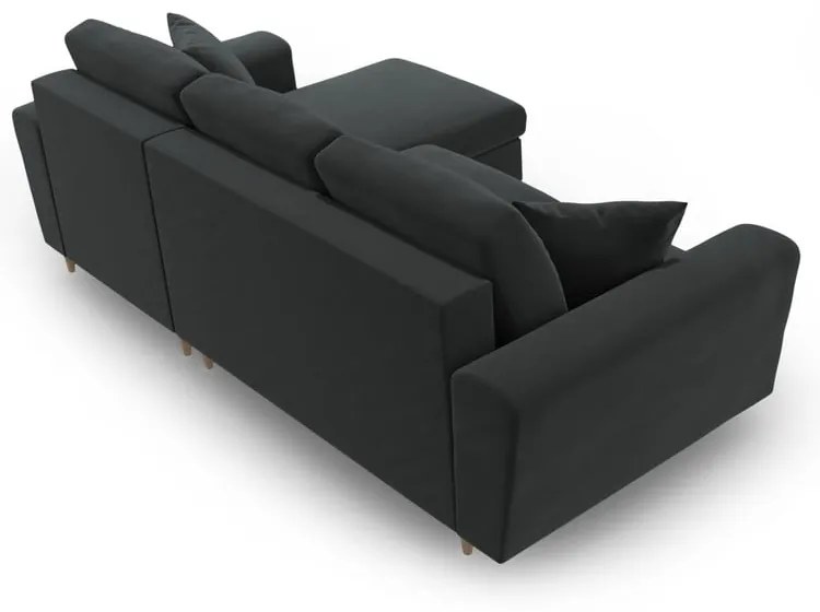 Divano angolare grigio scuro allungabile e con contenitore con rivestimento in velluto Kyoto – Cosmopolitan Design