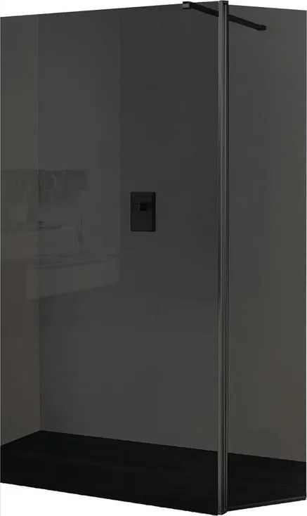 Deflettore walk-in Wens L 40 X H 200 cm, vetro fumè 6 mm, profilo nero opaco