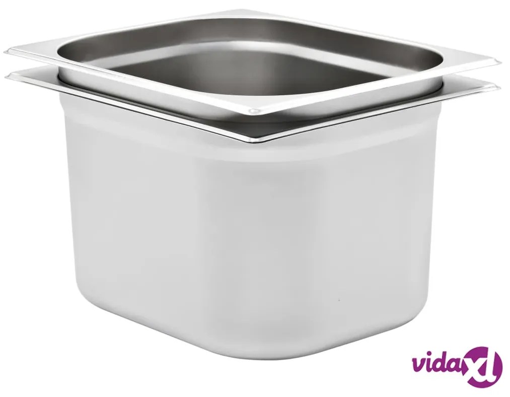 vidaXL Contenitori Gastronorm 2 pz GN 1/2 200 mm in Acciaio Inox