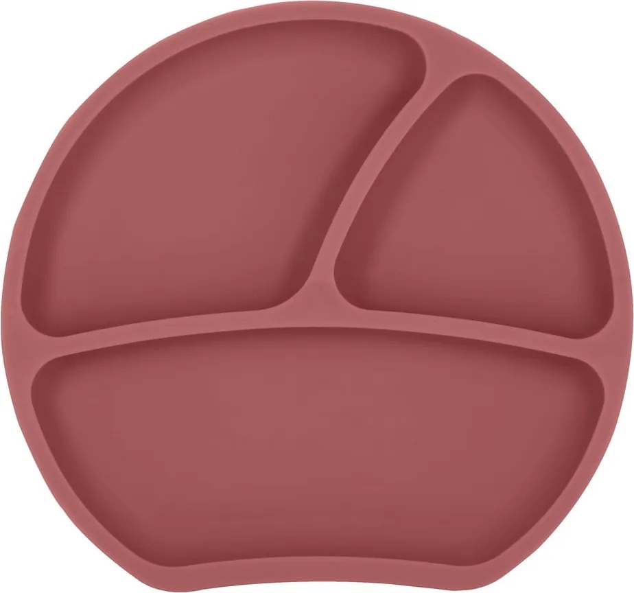 Piatto per bambini in silicone color mattone 19x20,5 cm Dusky Pink - Kindsgut