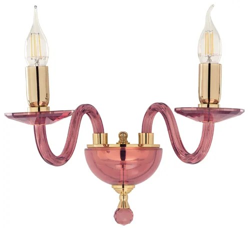 Applique PAGANINI a 2 Luci in vetro lavorato a mano 38 cm Borgogna