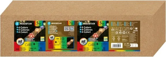 Aigostar - Luce solare natalizia LED RGBY, 1,2 V, 8 funzioni, 1 m, IP65, 800 mAh, fiocchi di neve