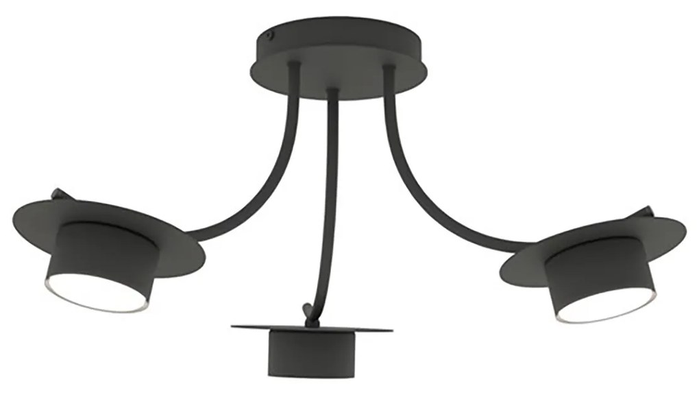 Plafoniera Moderna Giunone Acciaio Nero 3 Luci Gx53 Ip20
