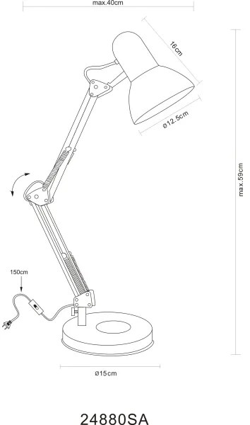 Globo 24880SA - Lampada da tavolo FAMOUS 1xE27/40W/230V