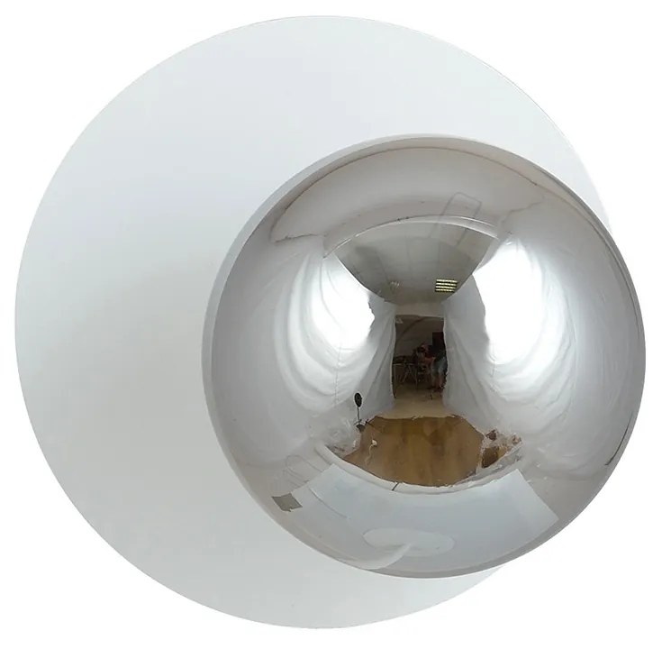 Lampada Da Parete Contemporanea Ippolita 1 Luce In Acciaio Bianco E Vetro Fumè