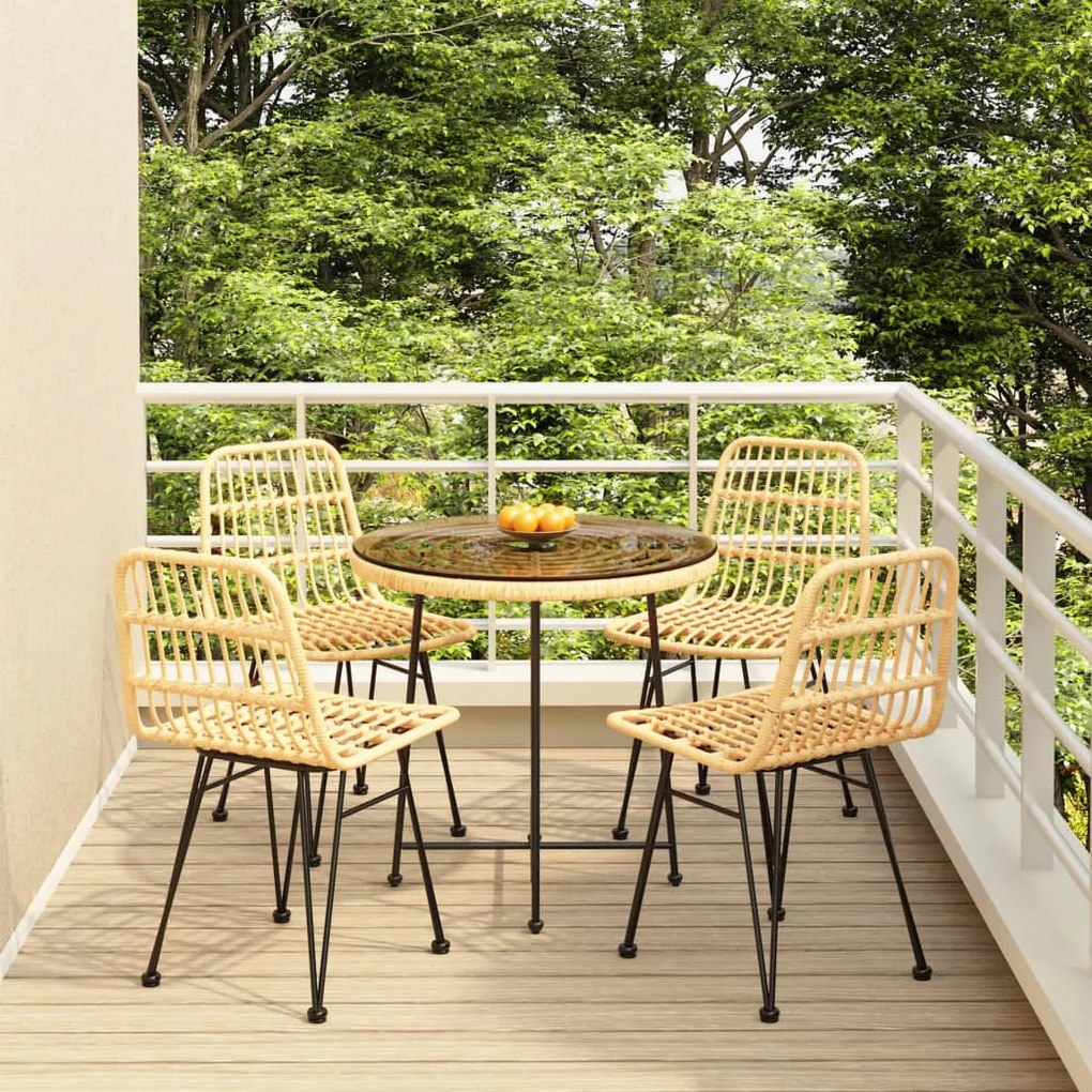 Set da Pranzo da Giardino 5 pz in Polyrattan