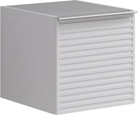 Base laterale Pixel con anta Stripes laccato opaco bianco e maniglia alluminio brillante L.40 H.40 P.45,5 cm.