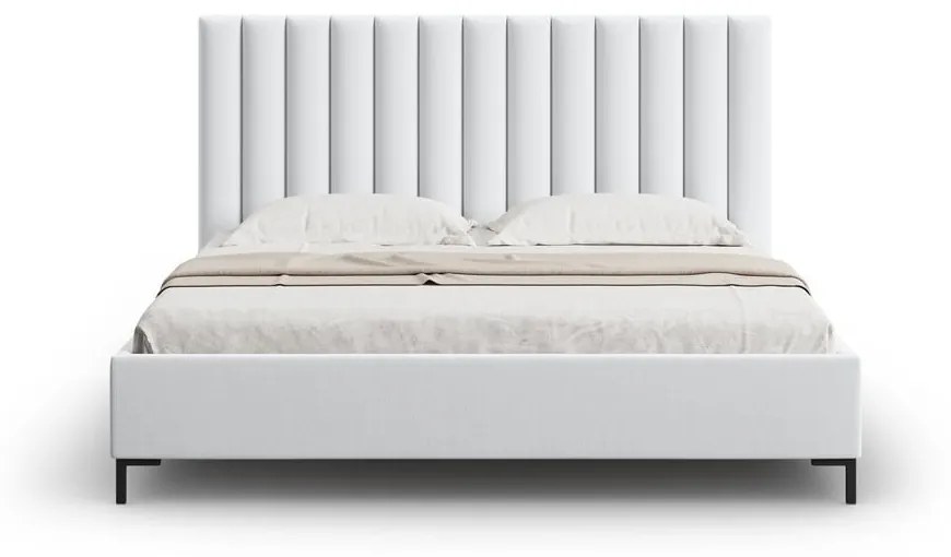 Letto matrimoniale imbottito grigio chiaro con contenitore con griglia 200x200 cm Casey - Mazzini Beds