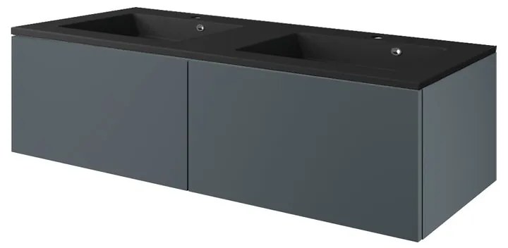 Mobile sottolavabo e lavabo Neo Line grigio scuro/nero L 120 x H 32 x P 48 cm 2 vasche 2 cassetti