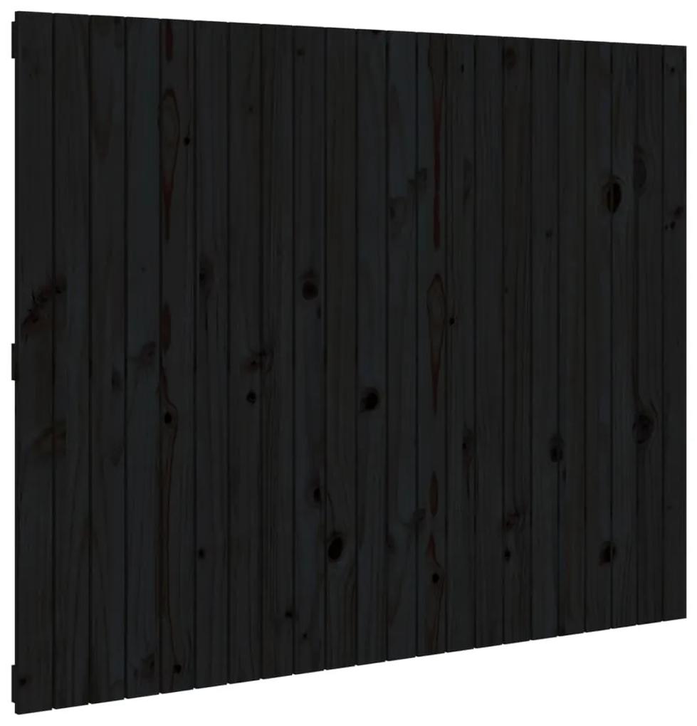 Testiera da parete nera 140x3x110 cm in legno massello di pino