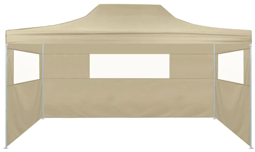 Tenda Pieghevole con 3 Pareti 3x4,5 m Crema