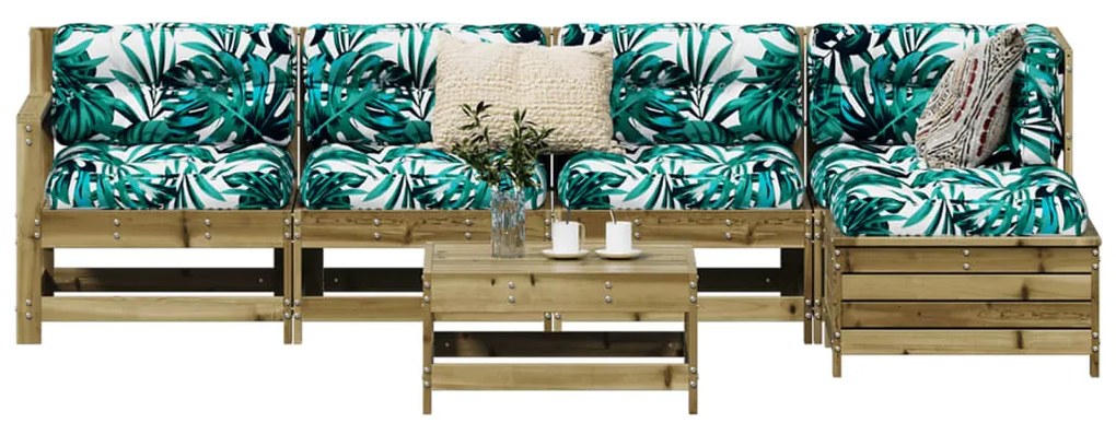 Set divani da giardino 6 pz in legno impregnato di pino