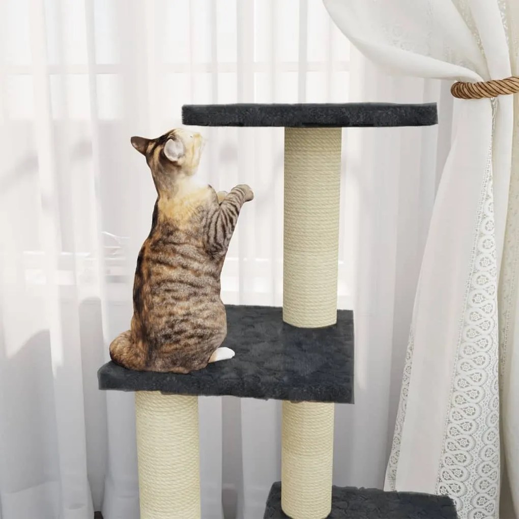 Albero per gatti con tiragraffi in sisal grigio scuro 92 cm