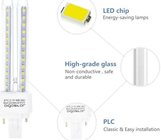 Lampadina LED G24D-3/11W/230V 6500K - Aigostar